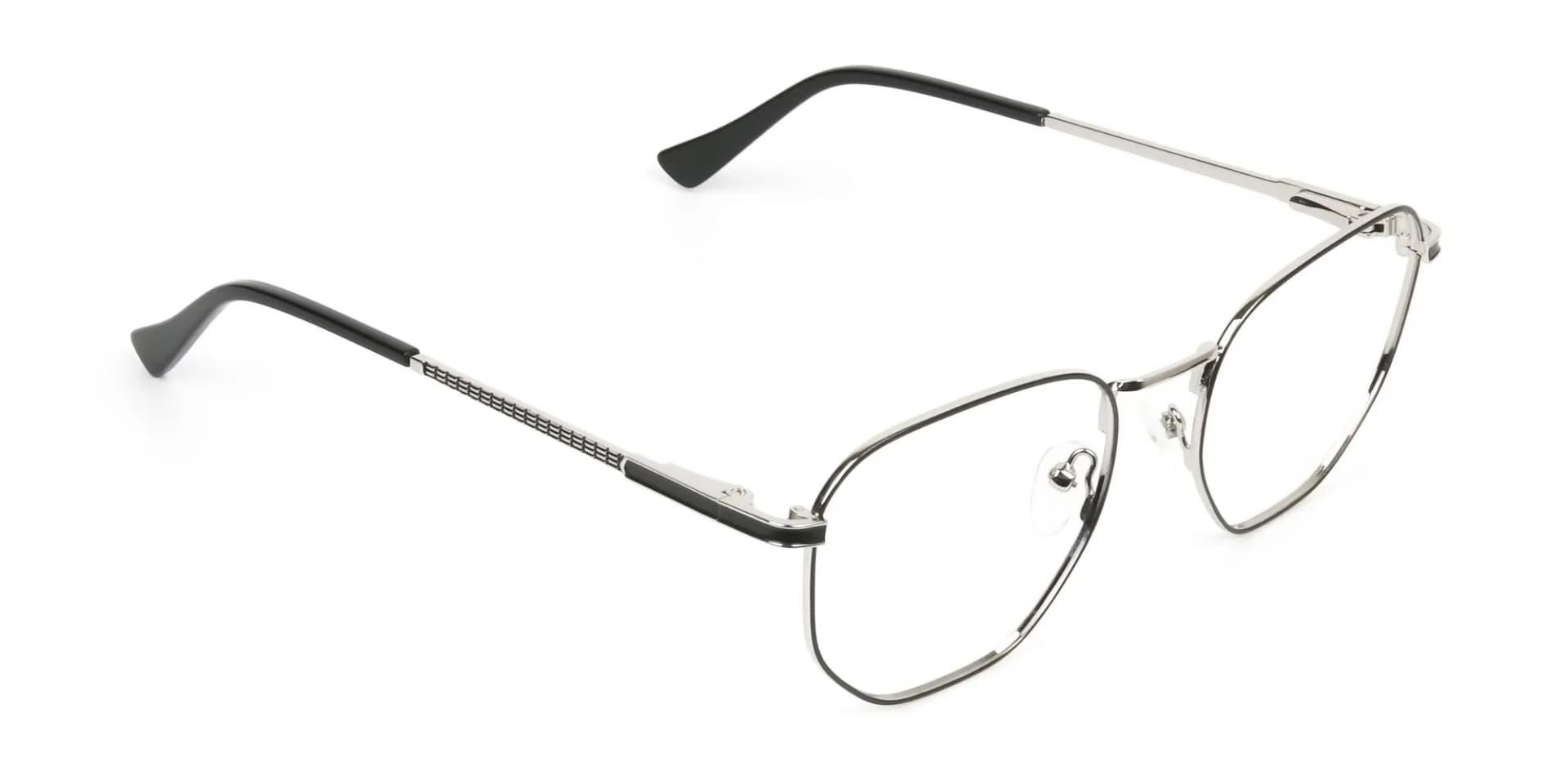 Lightweight Black & Silver Geometric Glasses - 2