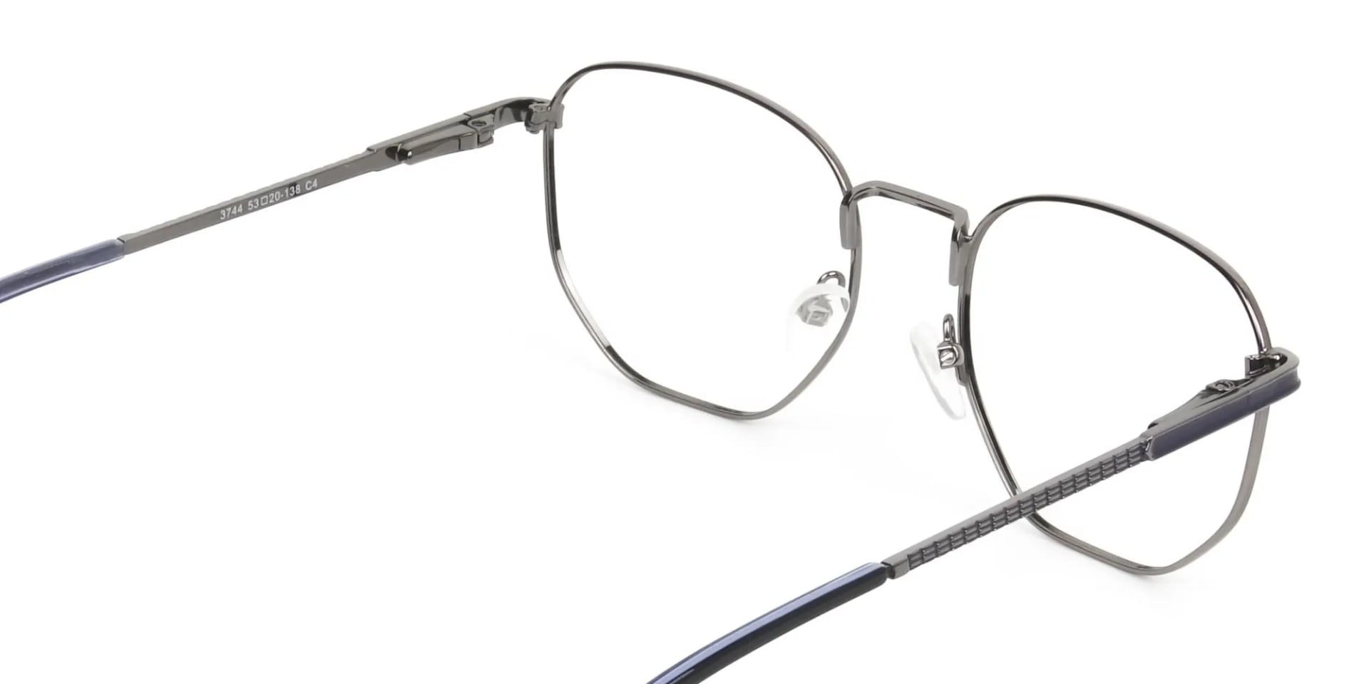 Lightweight Silver & Blue Geometric Glasses - 2