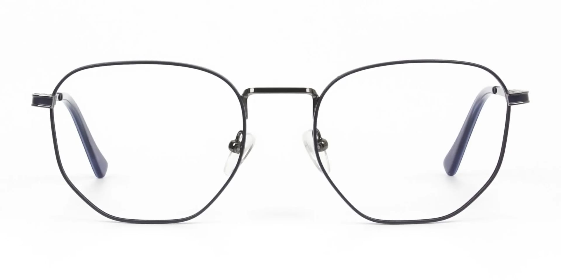 Lightweight Silver & Blue Geometric Glasses - 2