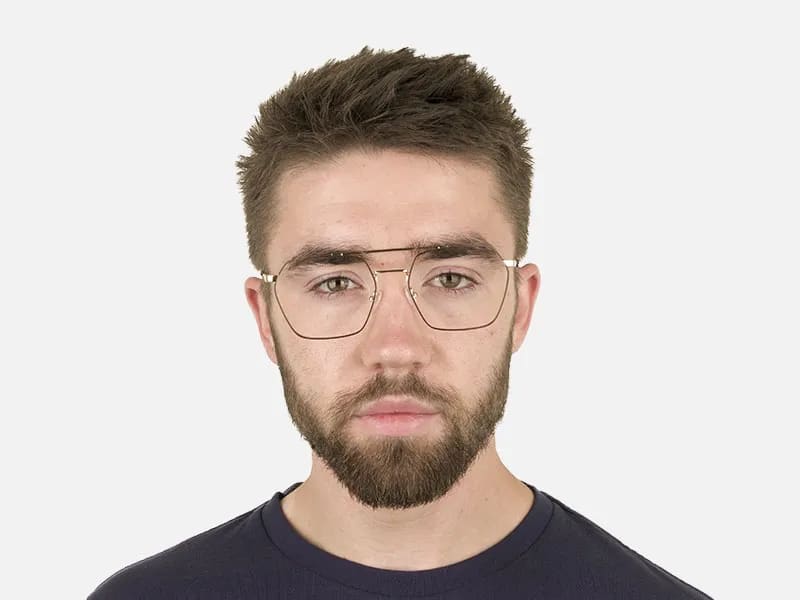 Hipster Geometric Gold & Brown Thin Metal Frame Glasses  - 2