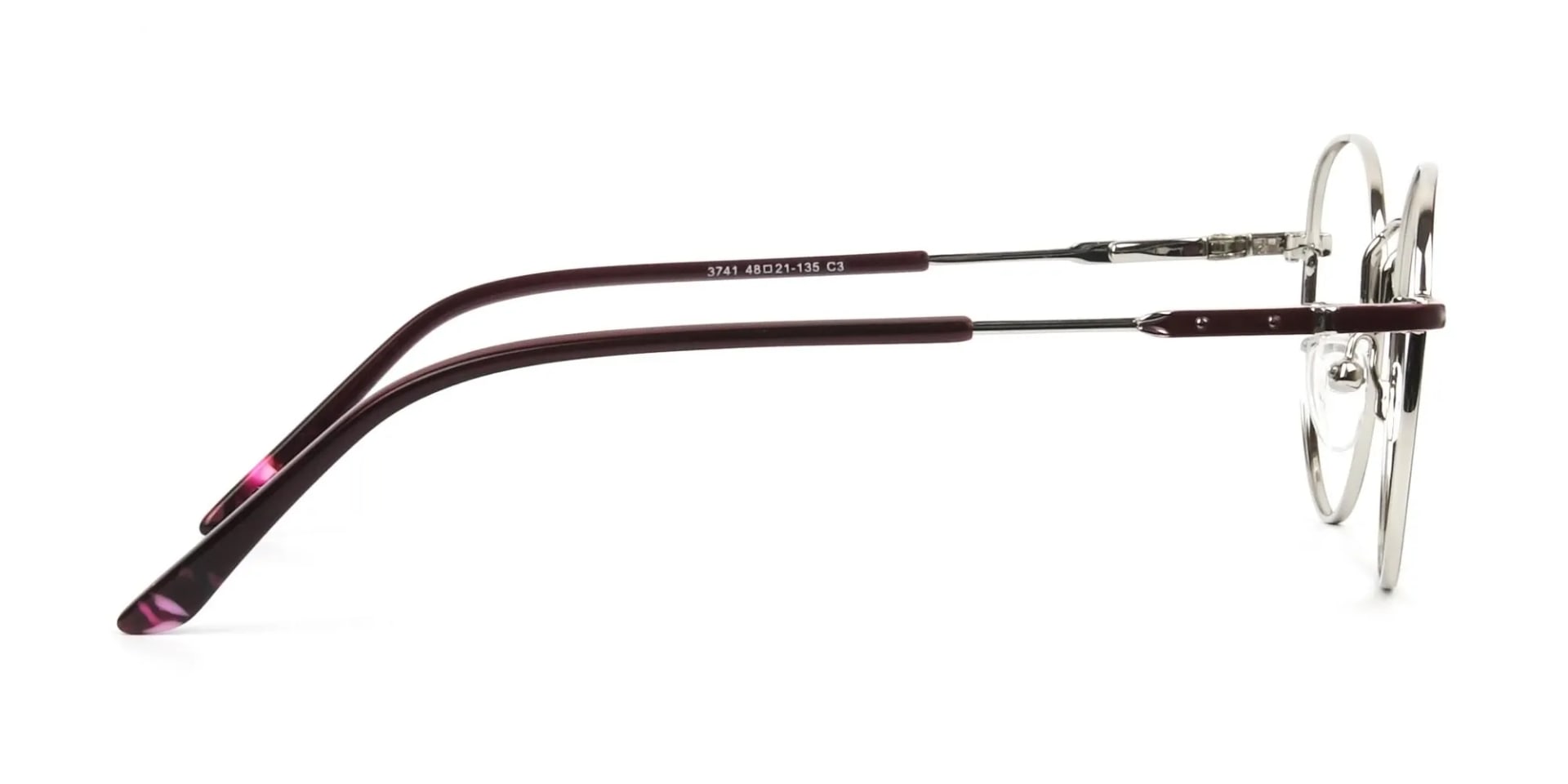 Silver, Burgundy & Purple Round Spectacles - 2