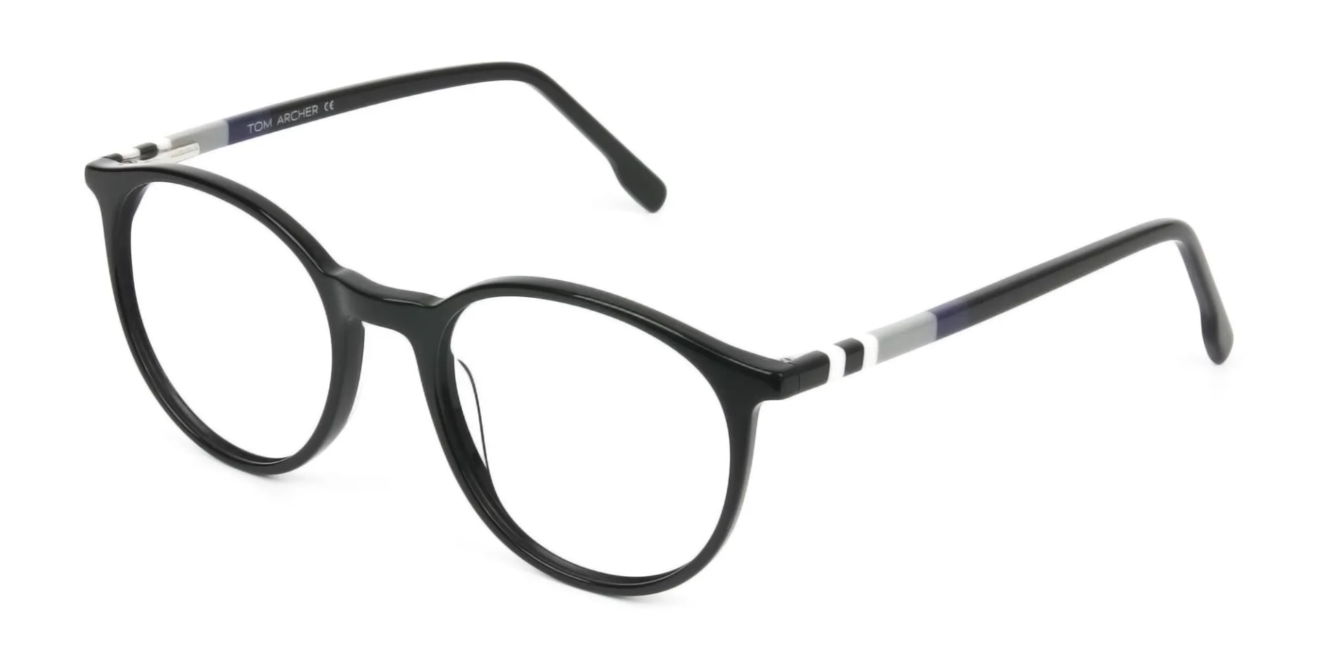 Designer Black Acetate Eyeglasses in Round Men Women - 2