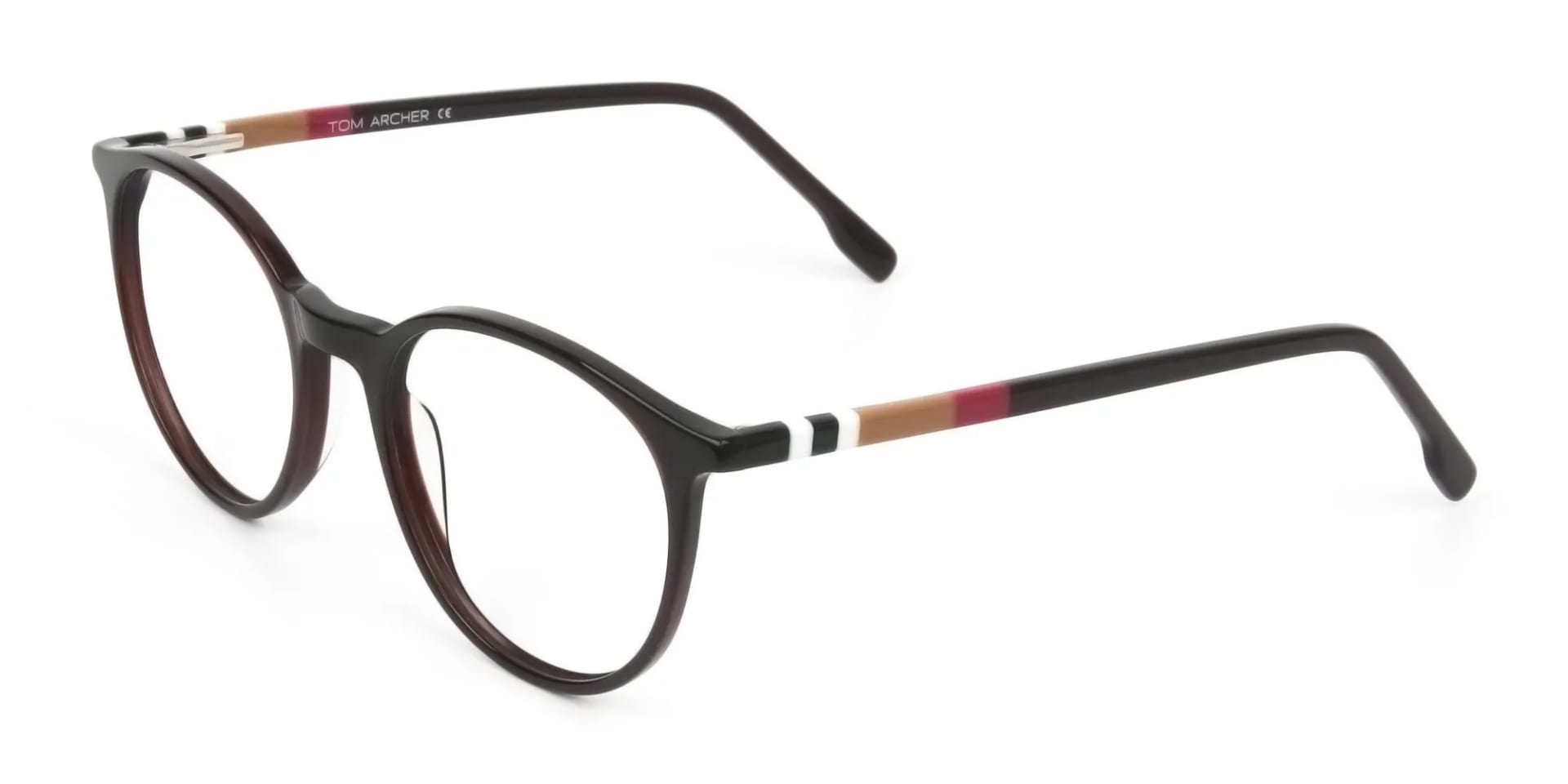 Designer Dark Brown Acetate Eyeglasses in Round - 2
