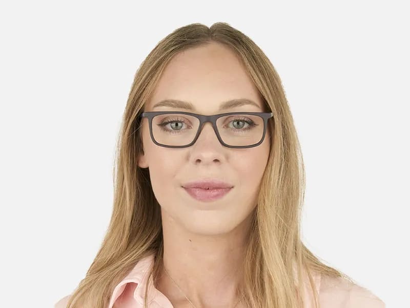 Matte Black & Blue Spectacles in Rectangular - 2