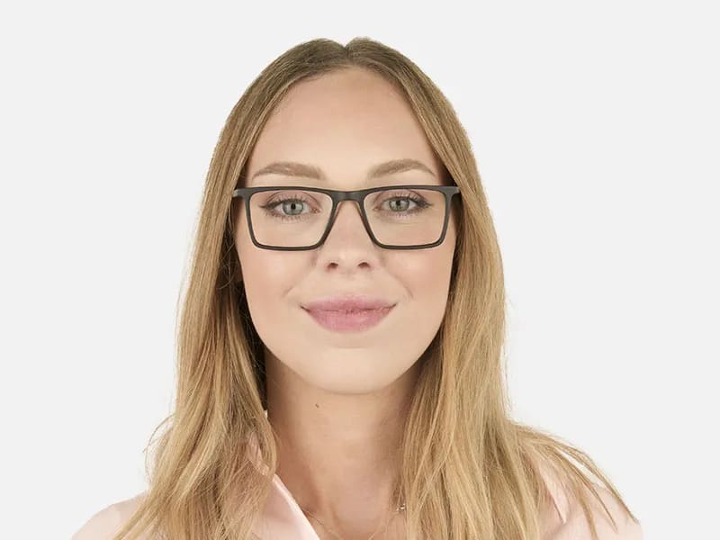 Matte Black & Red Rectangular Glasses - 2