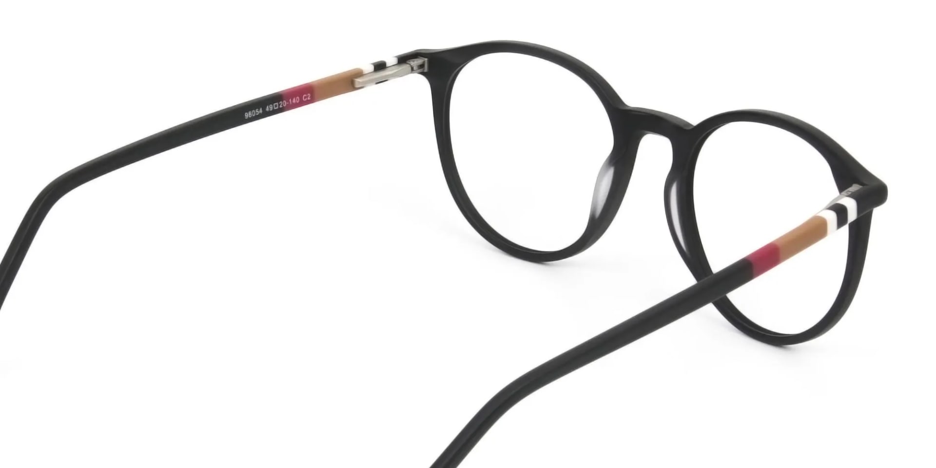 Designer Matte Black Acetate Eyeglasses in Round - 2