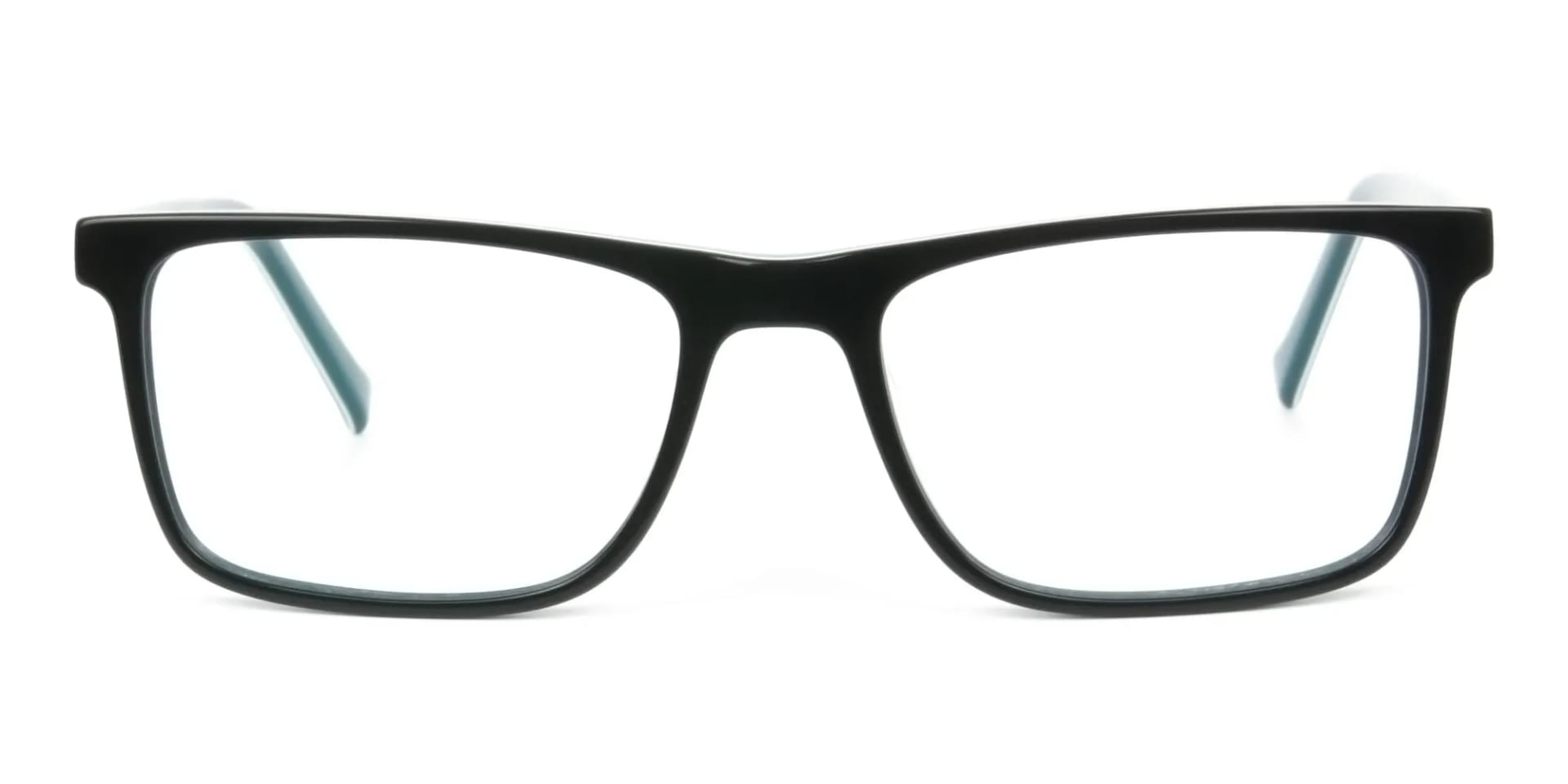 Round Temple Tip Black & Teal Glasses in Rectangular - 2