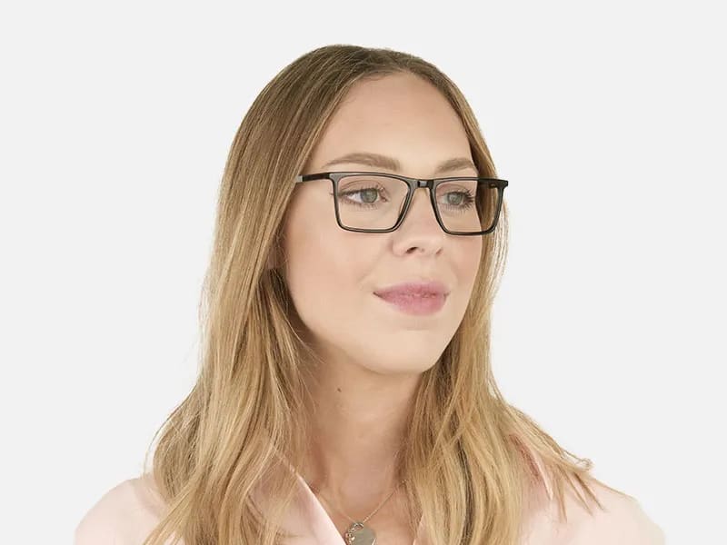 Unisex Black Rectangular Glasses - 2