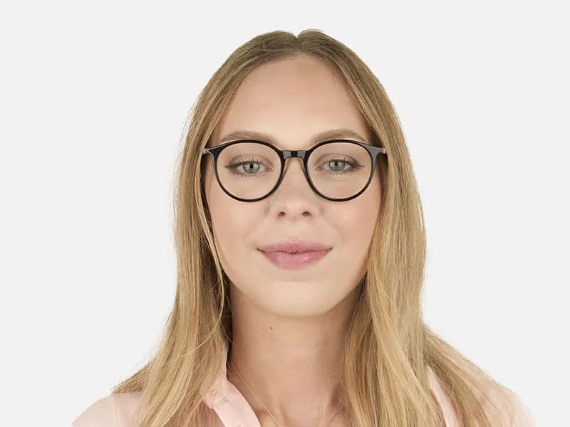 Designer Black Acetate Eyeglasses in Round Men Women - 2