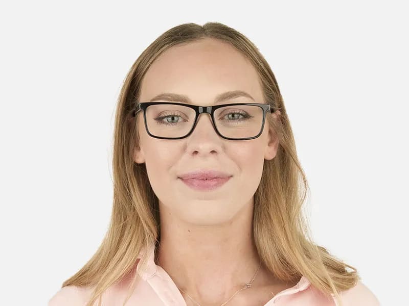 Round Temple Tip Black & Teal Glasses in Rectangular - 2