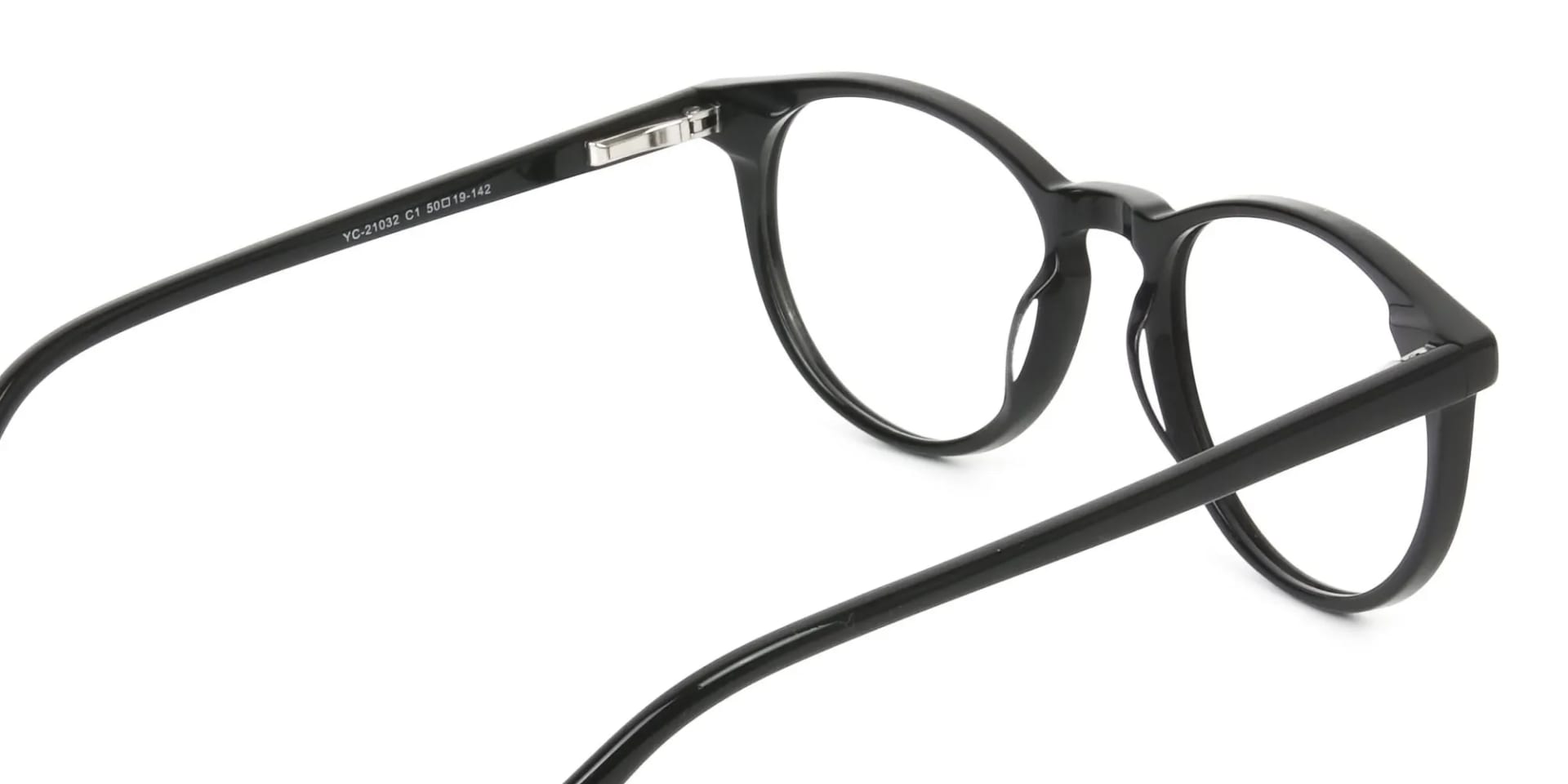 Keyhole Black Retro Round Glasses in Acetate - 2