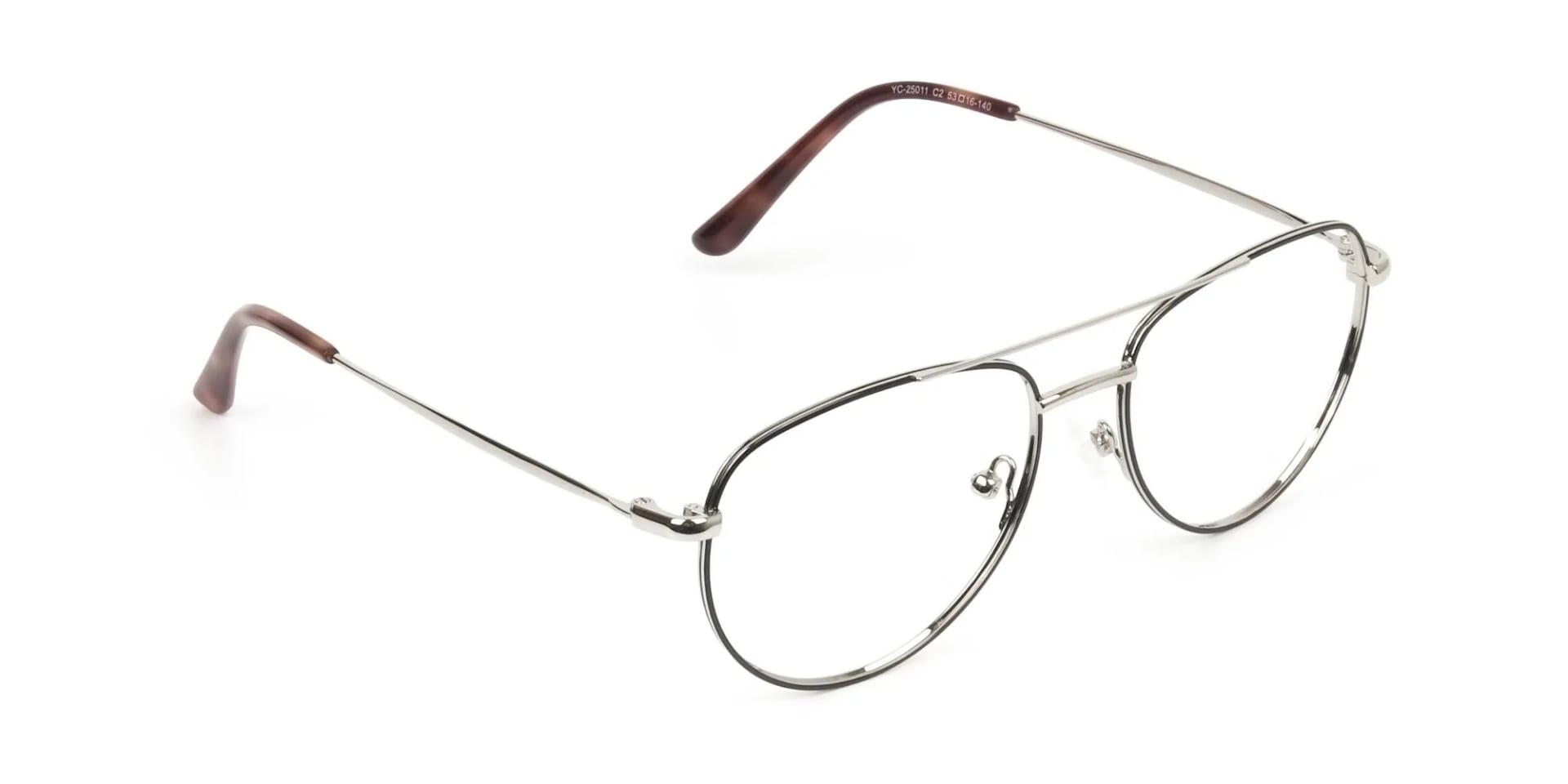 Black & Silver Pilot Glasses in Metal - 2