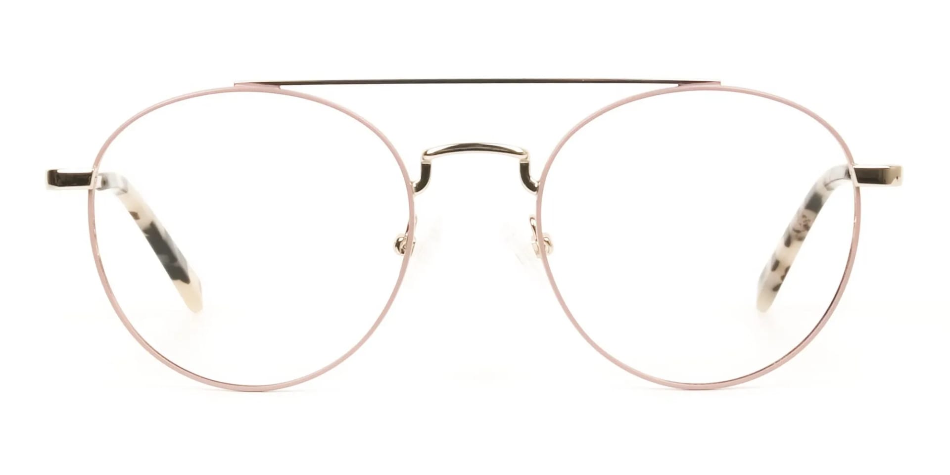Lightweight Gold, Pink Round Pilot Glasses in Metal - 2