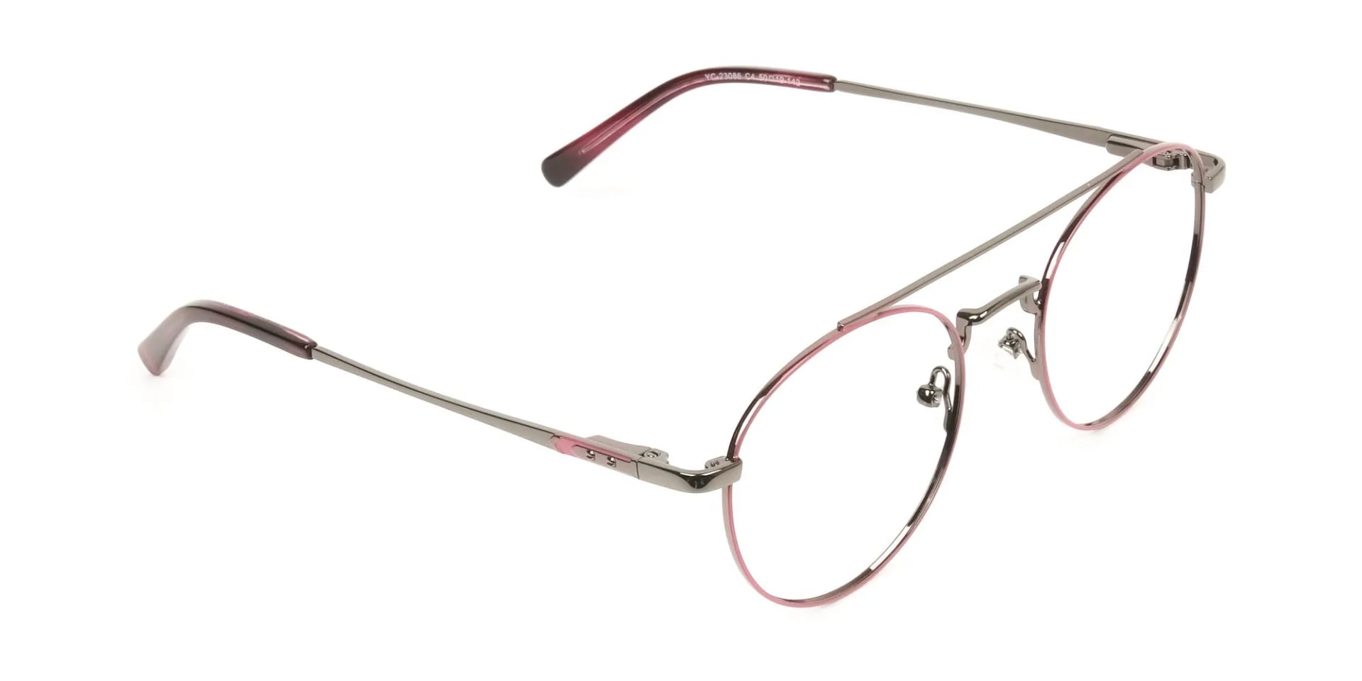 Lightweight Gunmetal & Red Round Pilot Glasses in Metal - 2