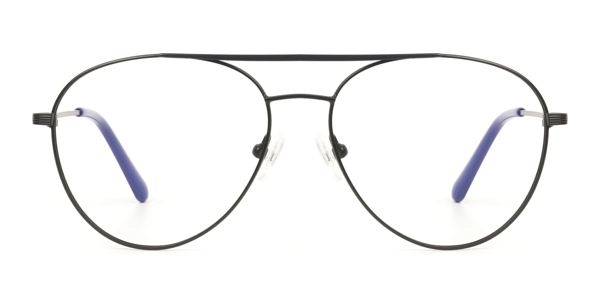 Black Flat Bridge Metal Pilot Glasses - 2