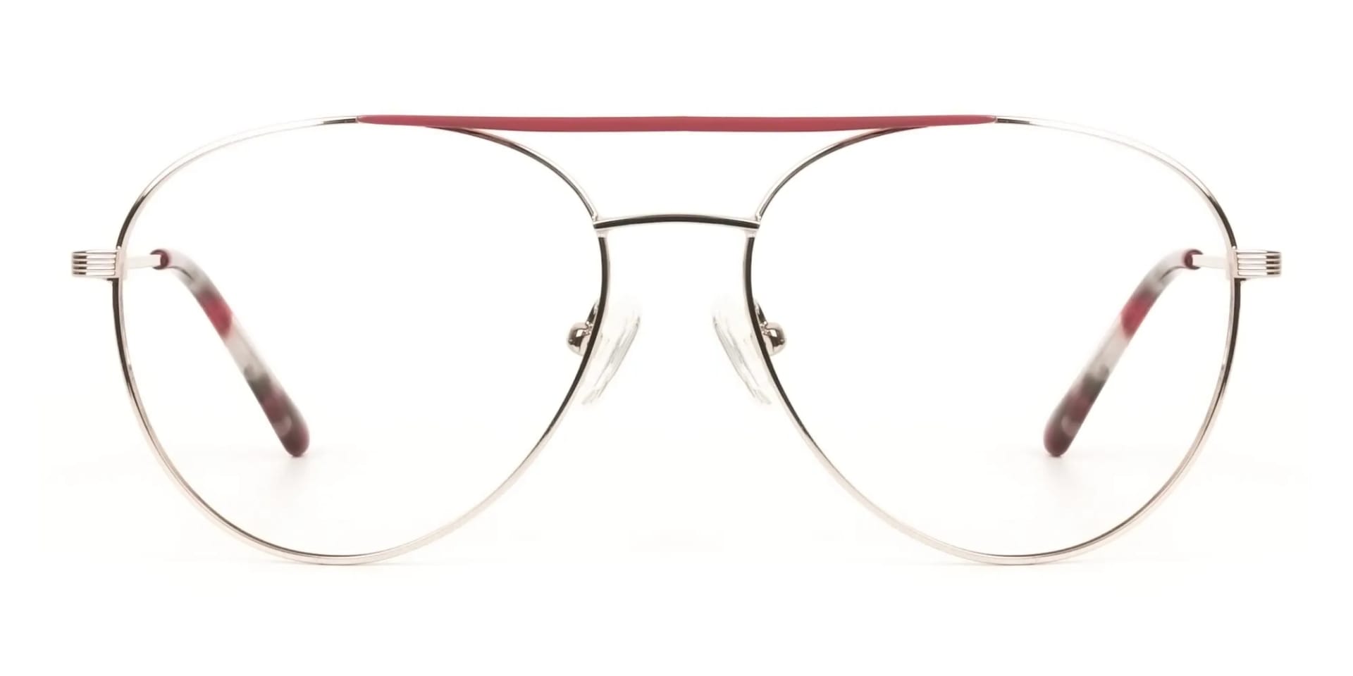 Red & Gold Flat Bridge Pilot Glasses in Metal - 2