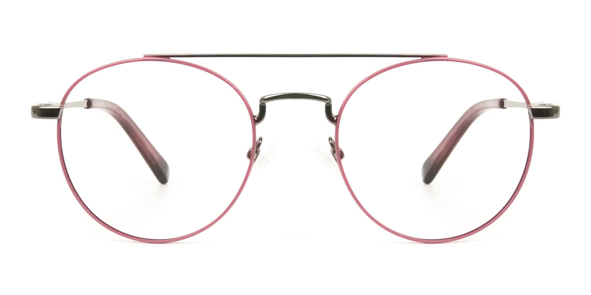 Lightweight Gunmetal & Red Round Pilot Glasses in Metal - 2