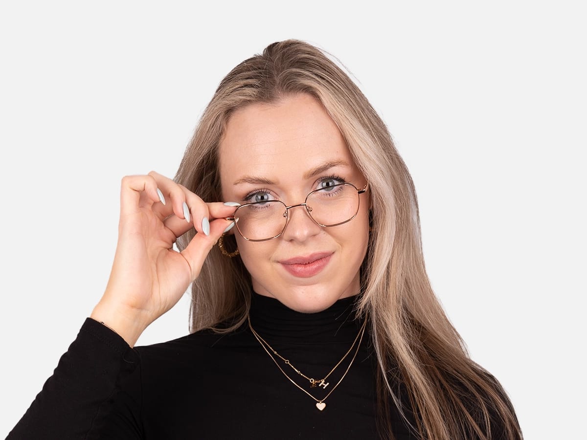 Rose Gold & Black Square Glasses-51