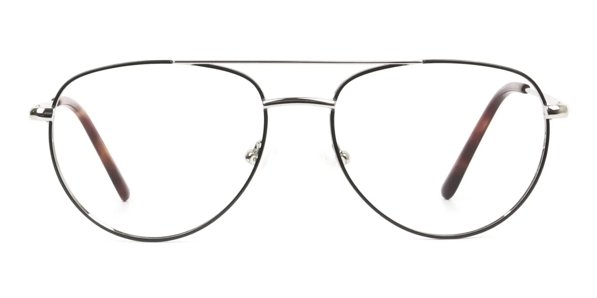 Black & Silver Pilot Glasses in Metal - 2
