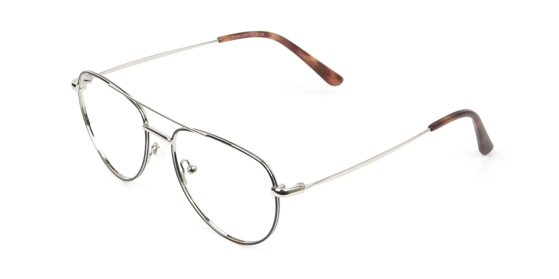 Black & Silver Pilot Glasses in Metal - 2