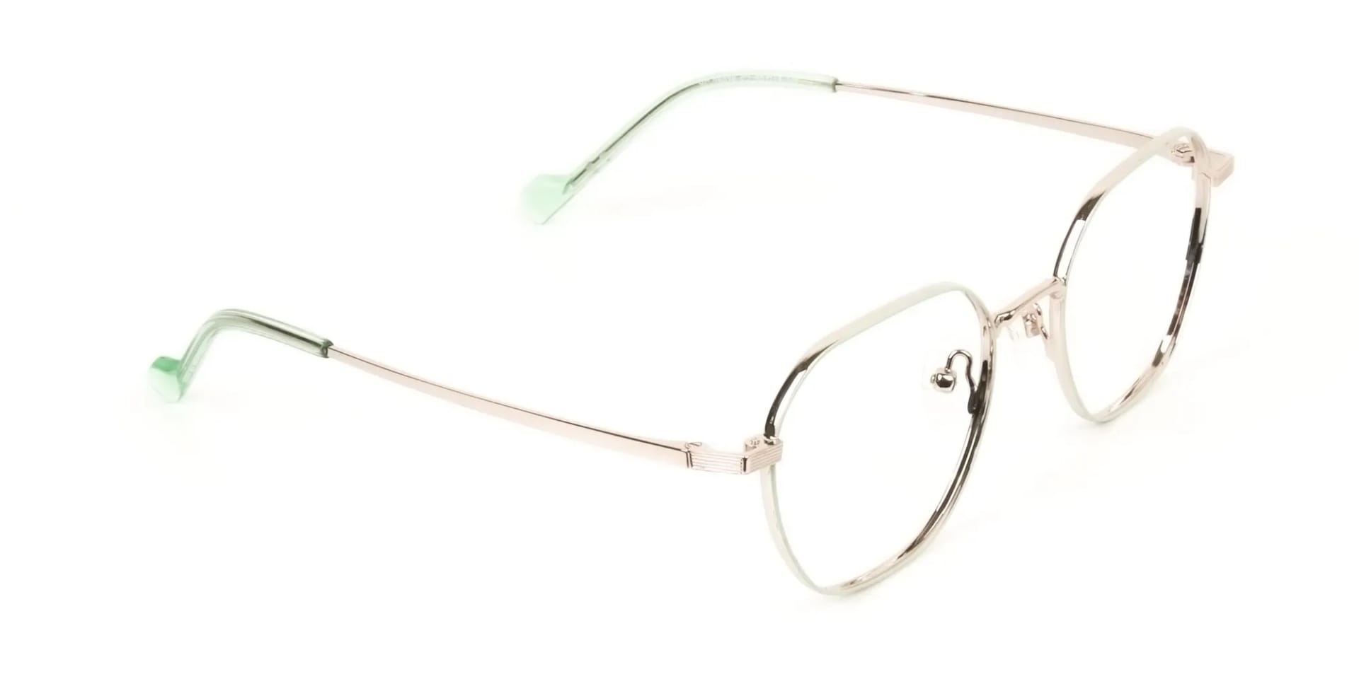 Gold Mint Green Geometric Glasses in Hexagon Shape - 2