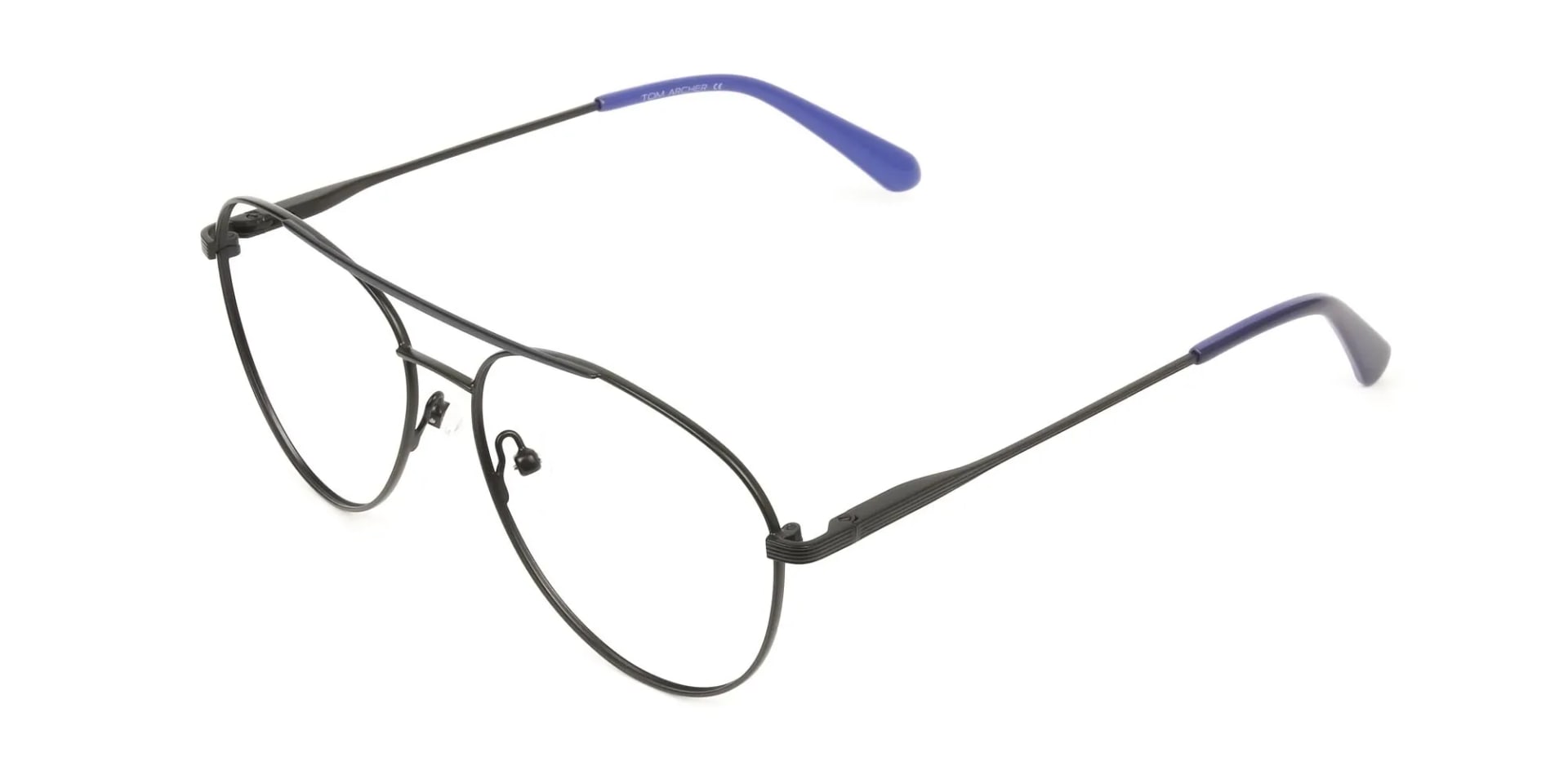 Black Flat Bridge Metal Pilot Glasses - 2