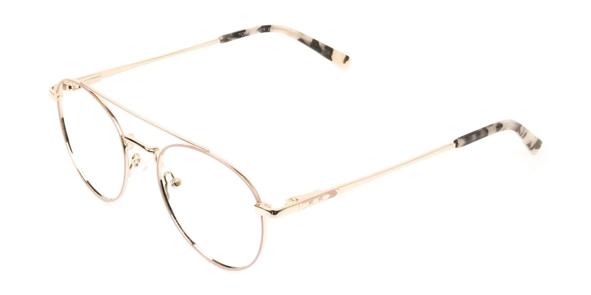 Lightweight Gold, Pink Round Pilot Glasses in Metal - 2