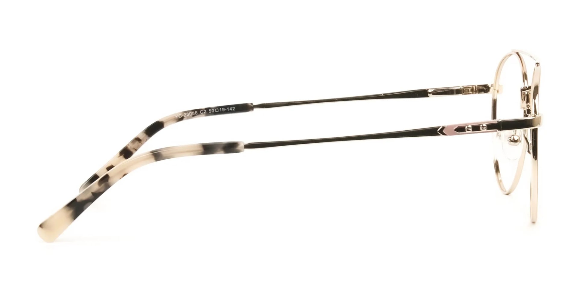 Lightweight Gold, Pink Round Pilot Glasses in Metal - 2