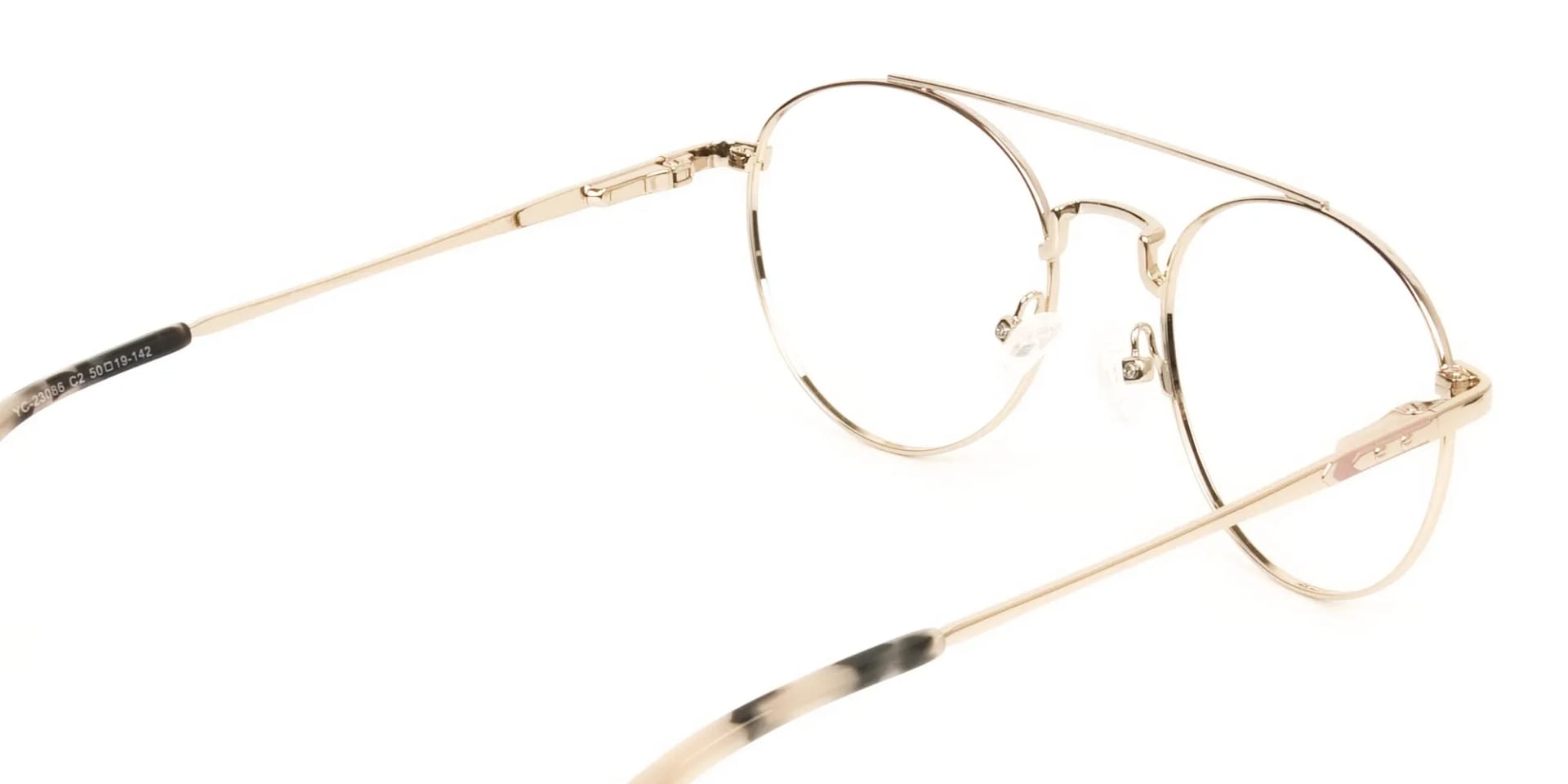 Lightweight Gold, Pink Round Pilot Glasses in Metal - 2