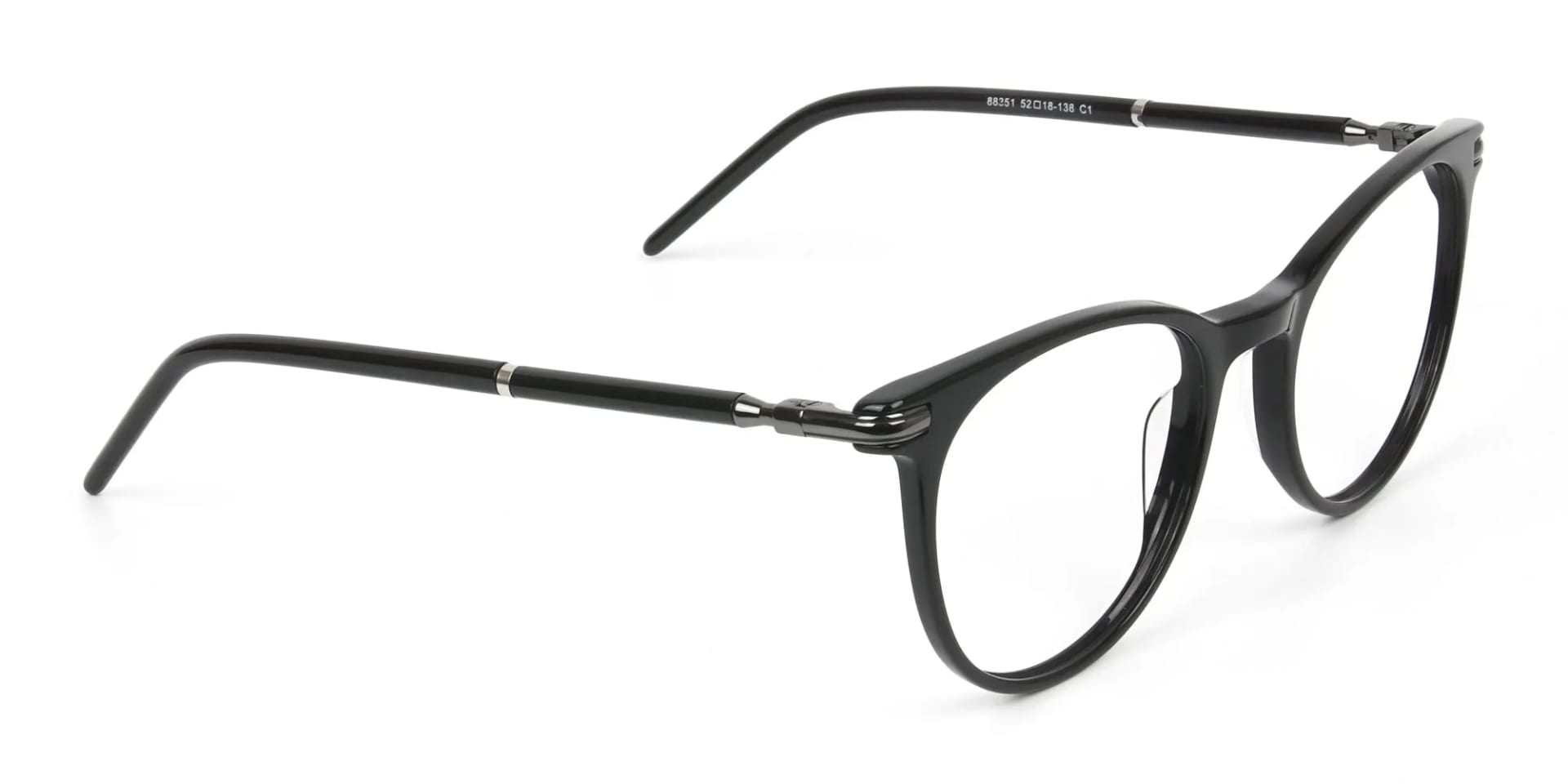 Black Round Spectacles in Acetate - 2