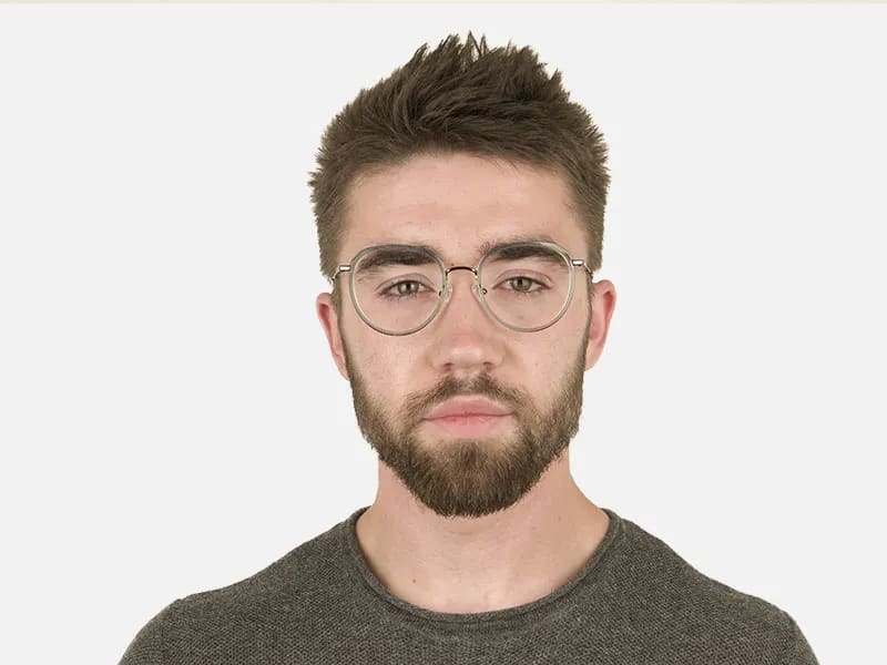 Gunmetal and Translucent Powder Blue Thick round Frame glasses - 1
