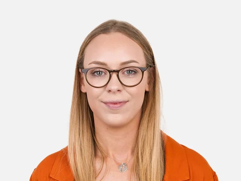 Keyhole Mocha Brown & Marble Hunter Green Glasses in Round - 2