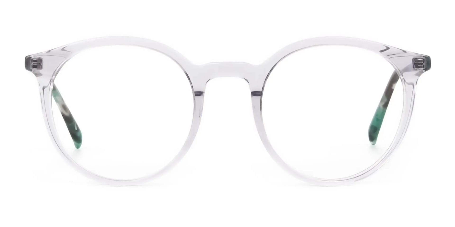 Crystal Grey and Teal Tortoise Glasses in Round - 2