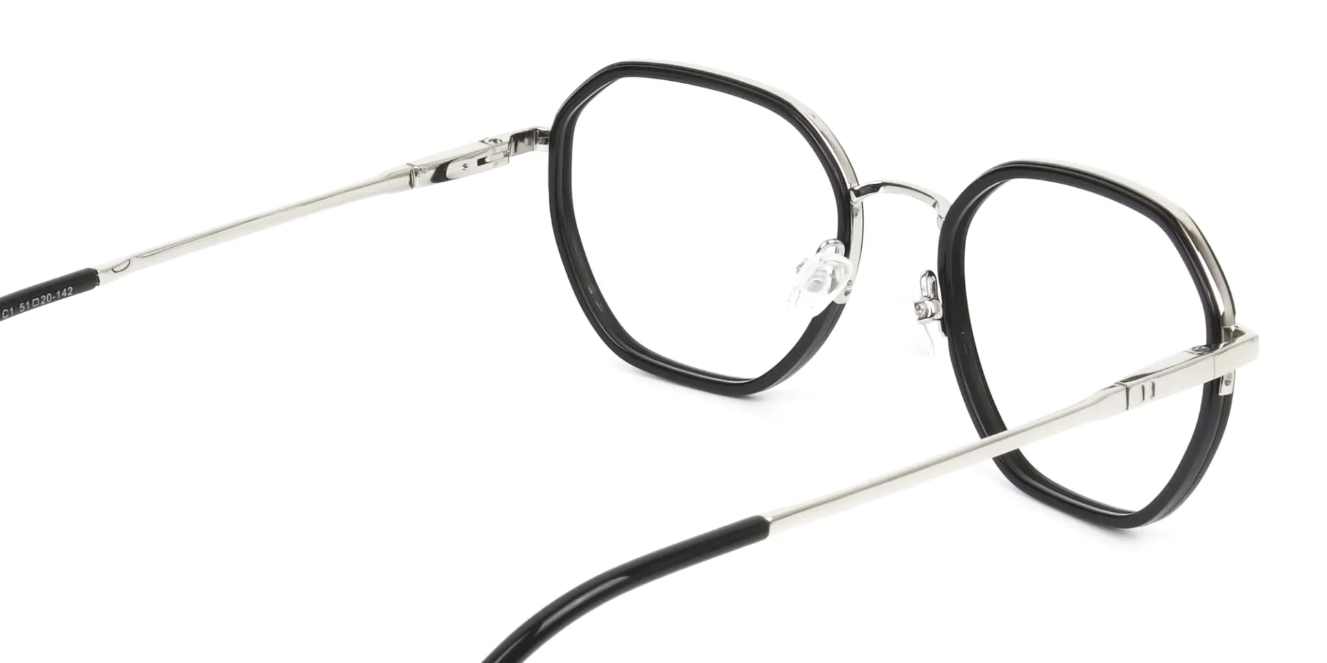 Square Black and Silver Geometric Glasses - 2