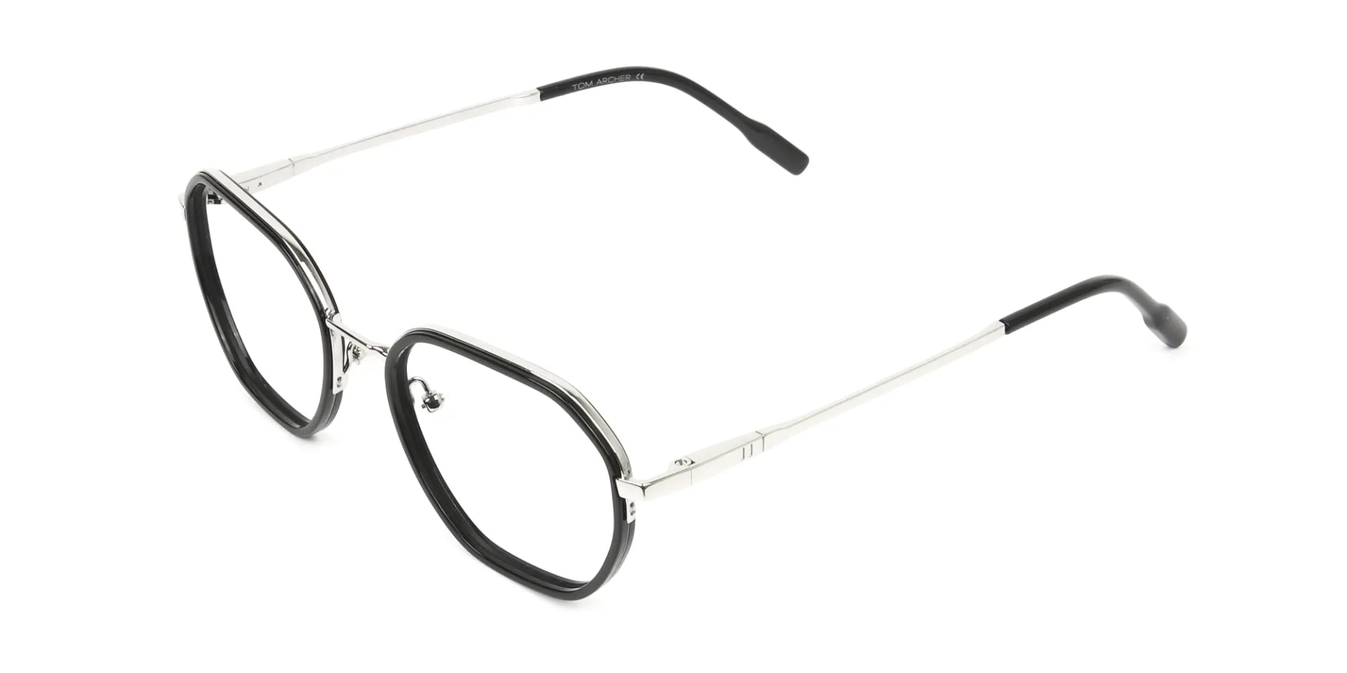 Square Black and Silver Geometric Glasses - 2