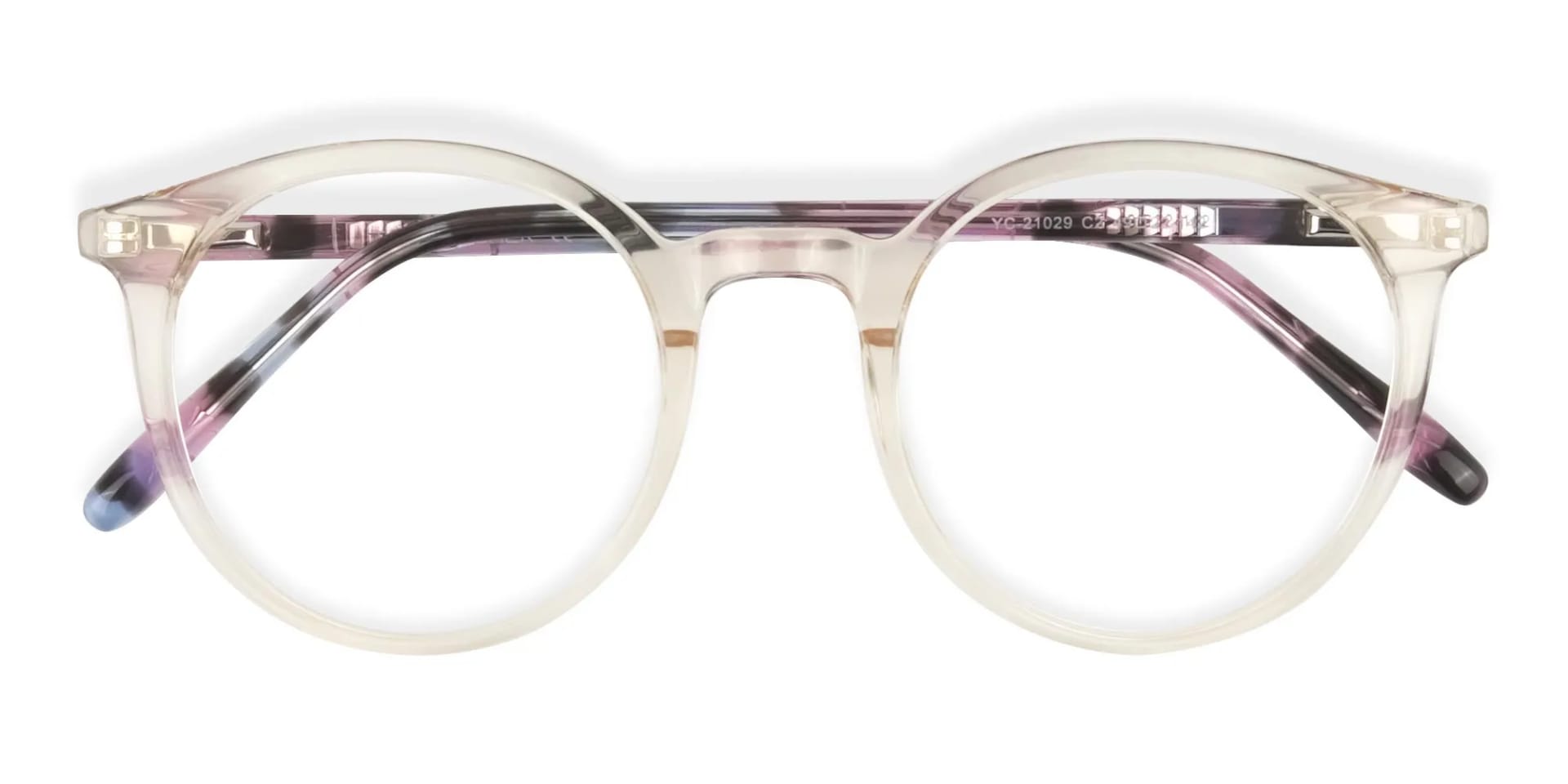 Crystal Amber Yellow Glasses Frames with Pink & Blue Tortoise Temple - 2