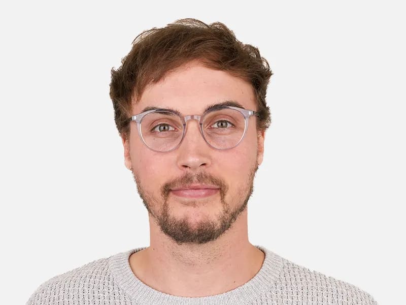 Crystal Grey and Teal Tortoise Glasses in Round - 2