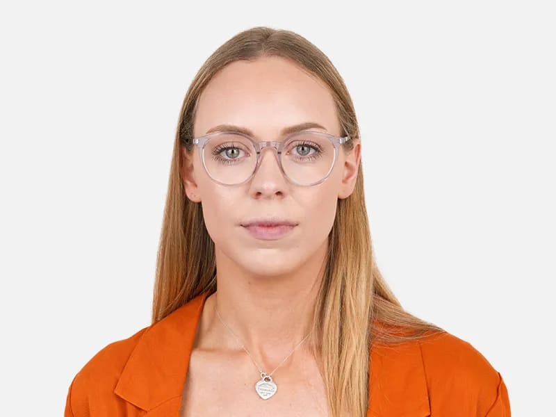 Crystal Grey and Teal Tortoise Glasses in Round - 21