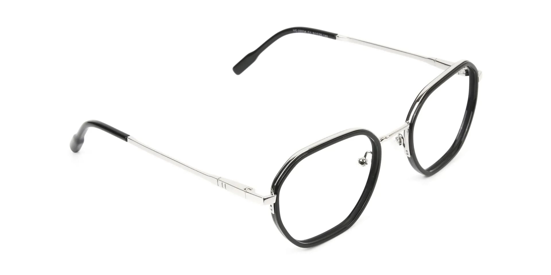 Square Black and Silver Geometric Glasses - 2