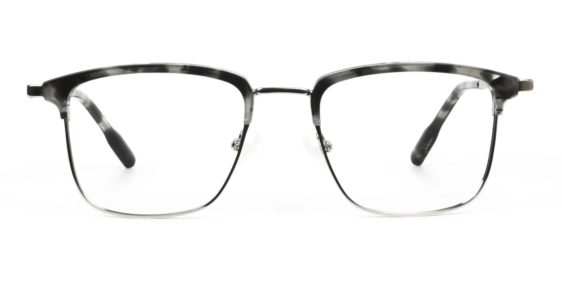 Grey Tortoise and Silver Glasses in Browline & Square - 2