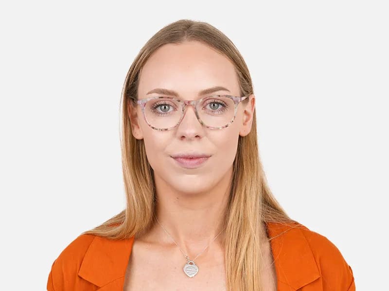 Round Marble Red Frames Glasses - 2