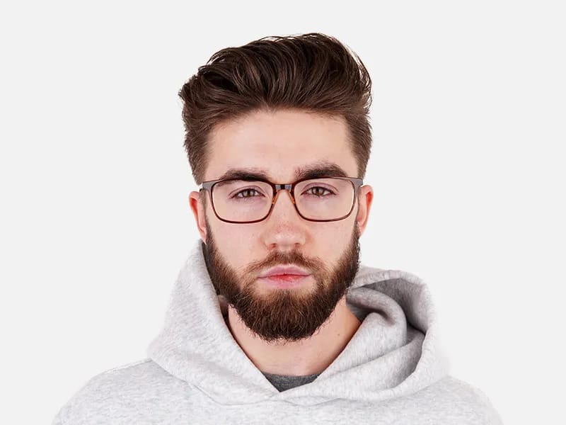 Hazel Brown Eyeglasses Rectangle & Acetate Frame - 2