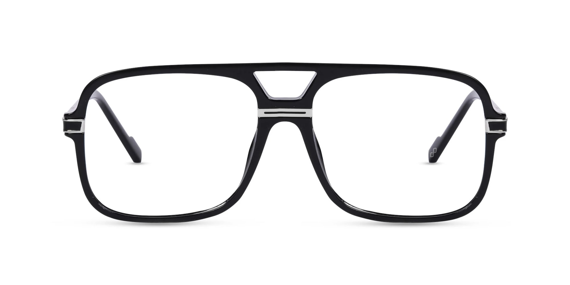 Rectangular Matte Black Double Bridge Glasses-2