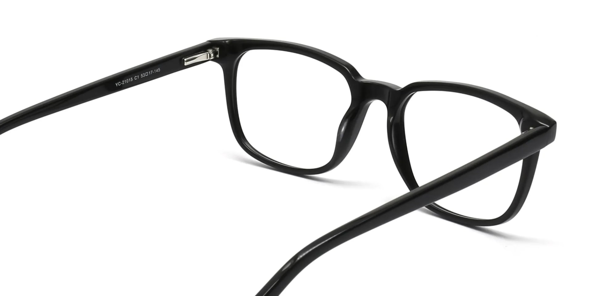 Black Acetate Rectangle Glasses Frame Unisex-2