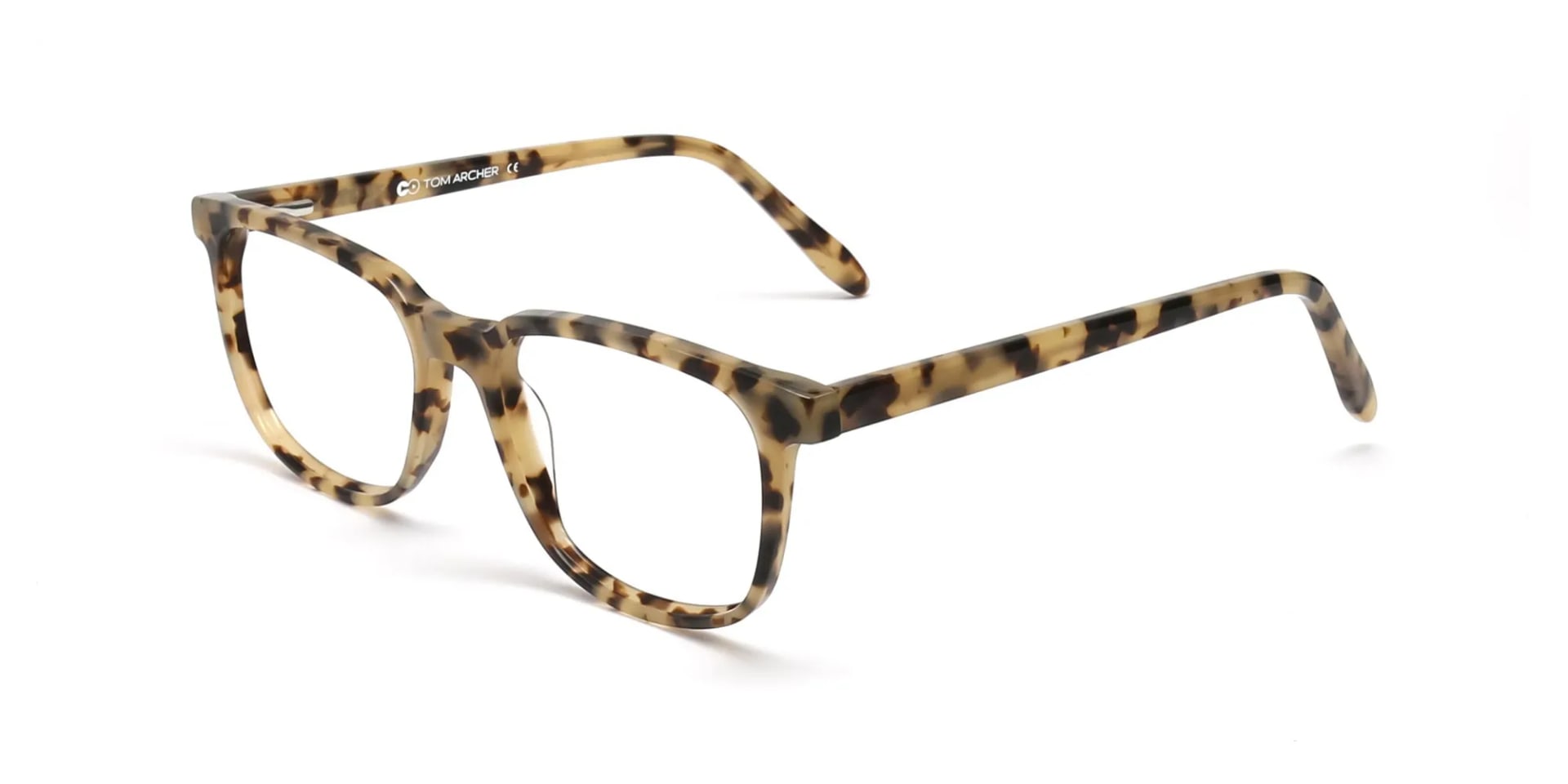 Cream Tortoise Rectangular Glasses Acetate Unisex-2
