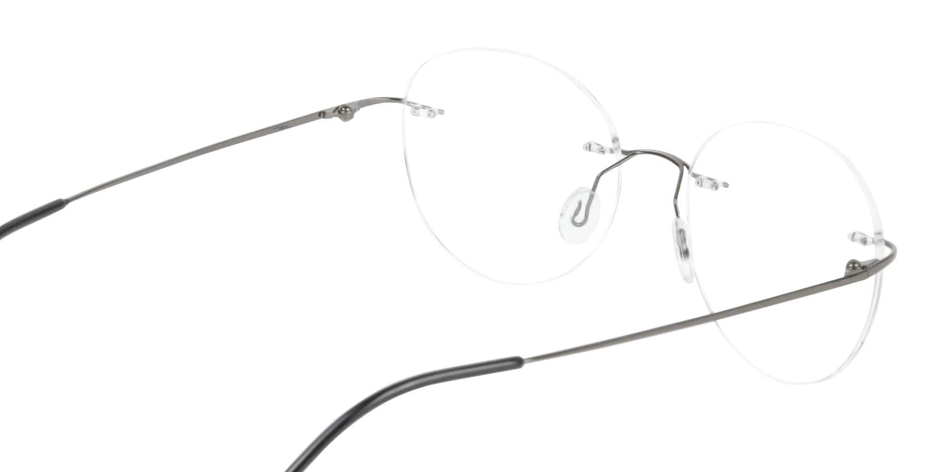 Gunmetal Rimless Round Glasses-5