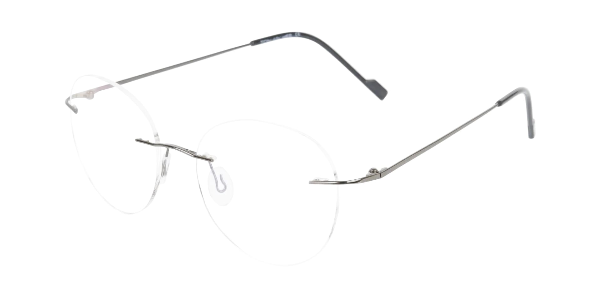 Gunmetal Rimless Round Glasses-3