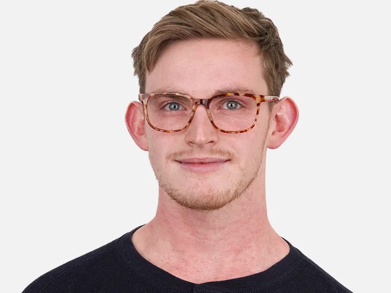 Caramel Tortoise Rectangular Glasses Unisex-2