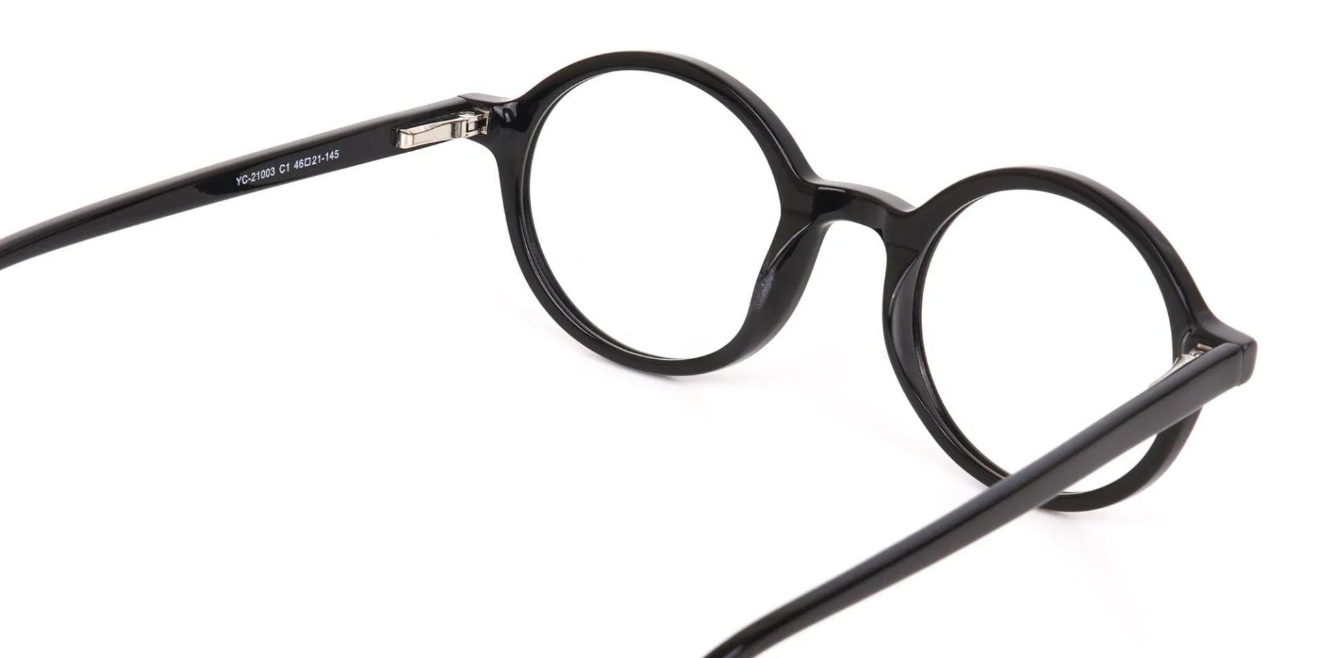 Black Round Acetate Eyeglasses Frame Unisex-2