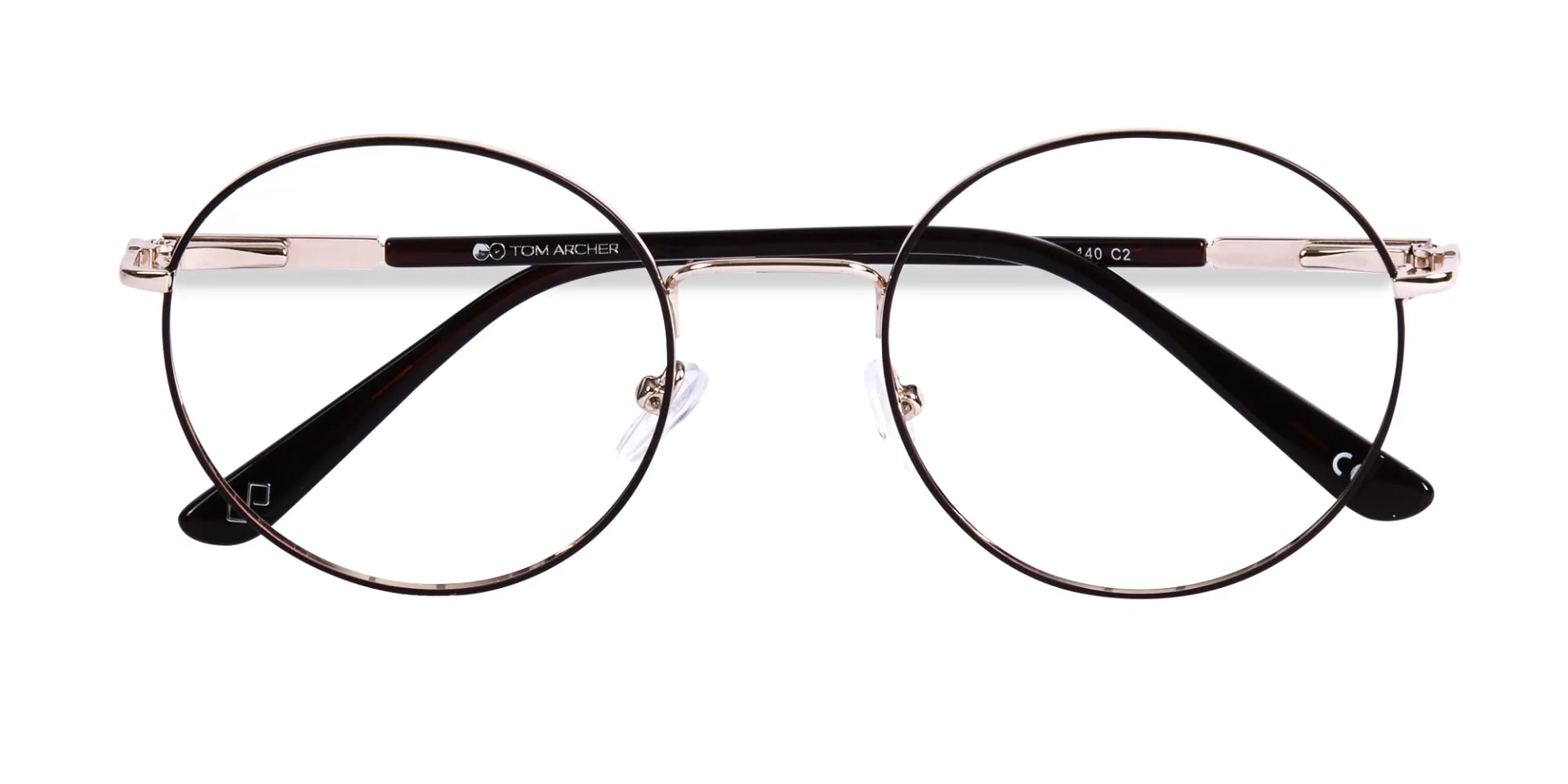 Brown And Gold Metal Frame Eyeglasses-2